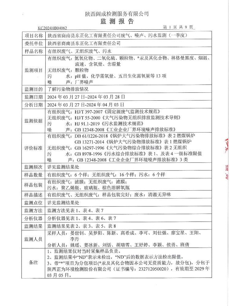 2024年废气、噪声、污水监测报告（一季度）(图2)